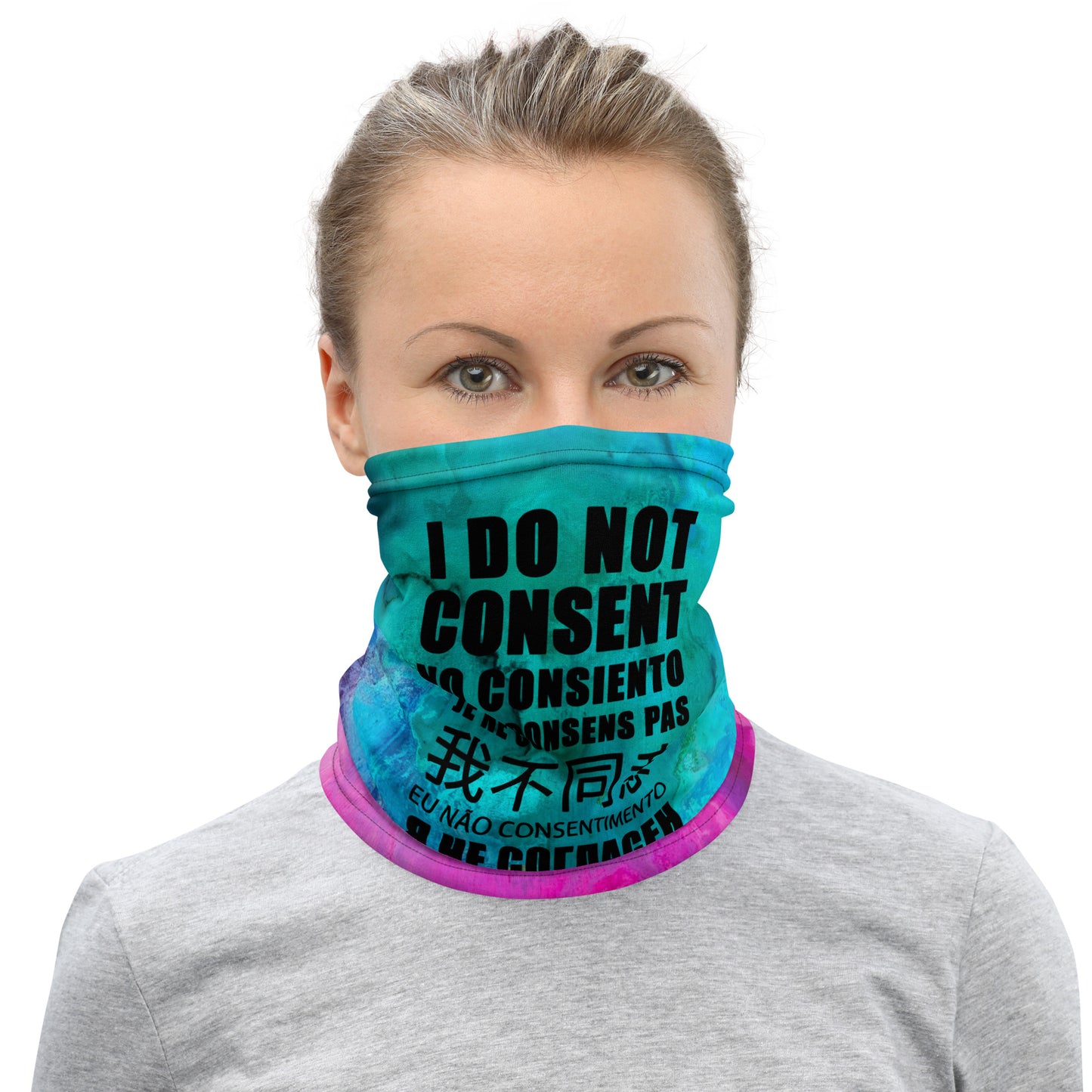 "I DO NOT CONSENT" Neck Gaiter: Watercolor Edition