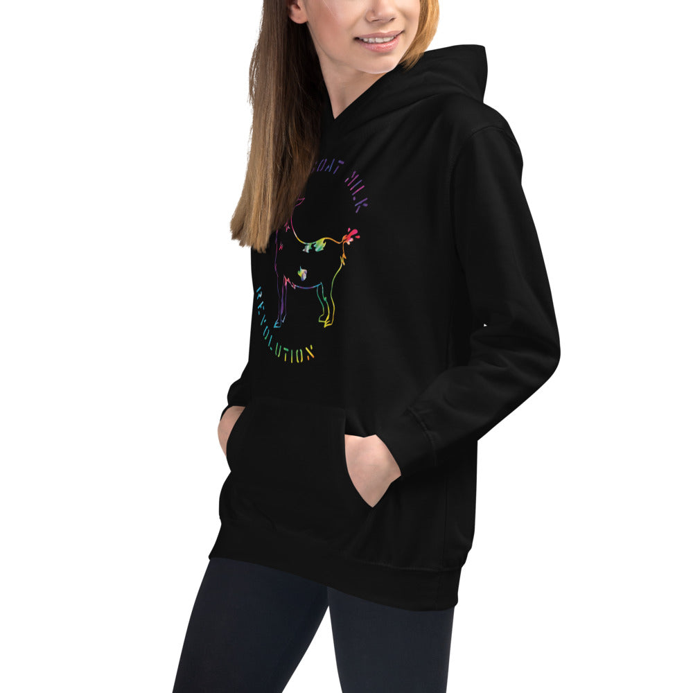 "Goat Milk Revolution" Kids Hoodie (Tie-Dye Logo)