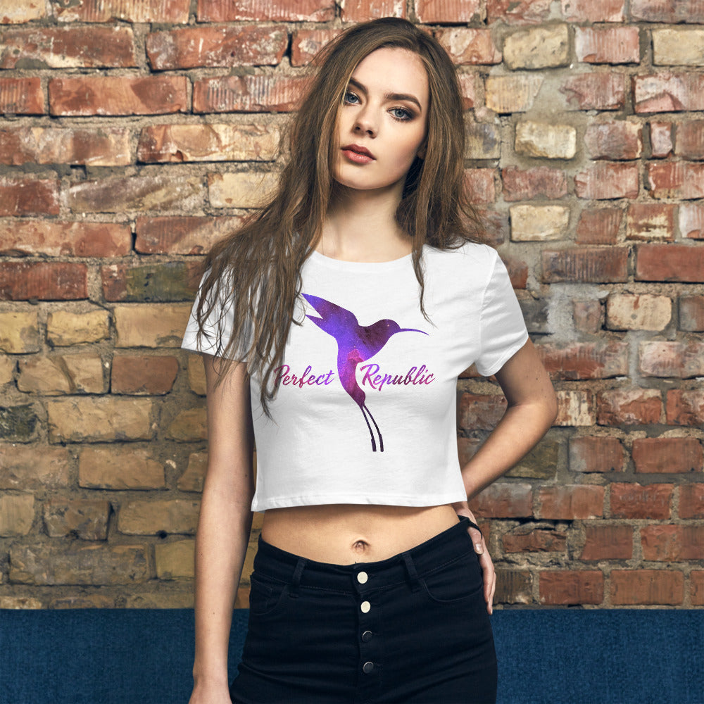Perfect Republic Space-Hummingbird Women’s Crop Tee