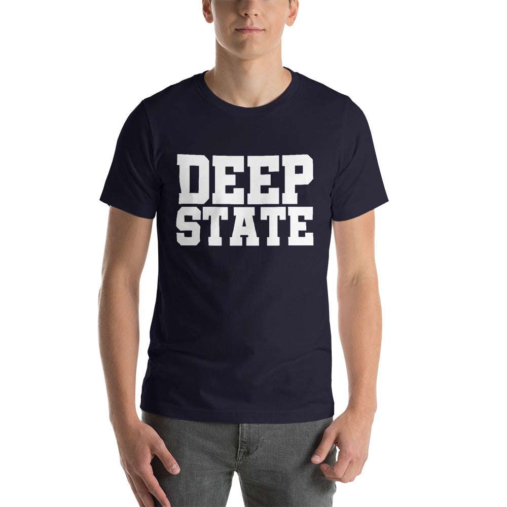 "DEEP STATE" Collegiate Font Short-Sleeve Unisex T-Shirt