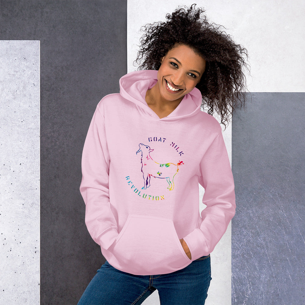 "Goat Milk Revolution" Unisex Hoodie (Rainbow Logo)