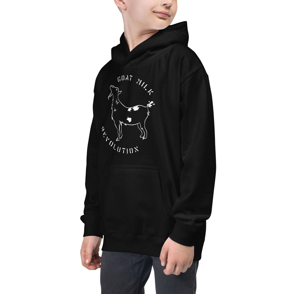 "Goat Milk Revolution" Kids Hoodie (White Logo)