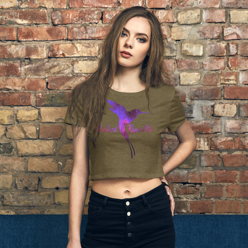 Perfect Republic's Space-Hummingbird Women’s Crop Tee